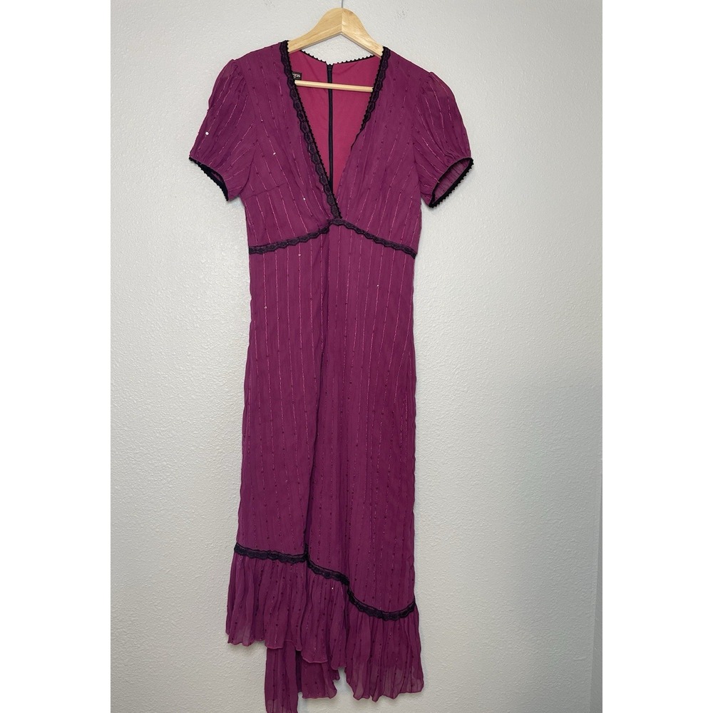 Y2K Dress Blushing Designs Size 8 Purple Fuschia‎ Sequins Asymmetrical
